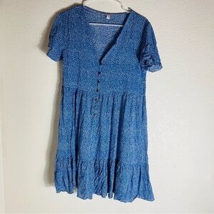 Romwe Light Blue Foral Mini Dress Size:M